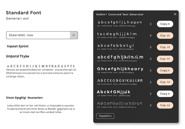 Online font generator showing text conversion to Unicode styles.