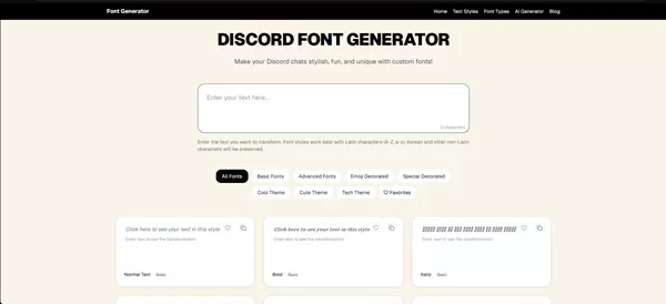 Discord font generator website interface